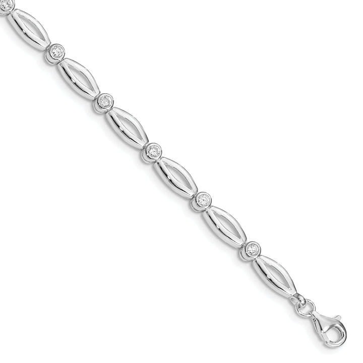 Silver Polished Fancy Cubic Zirconia Bracelet