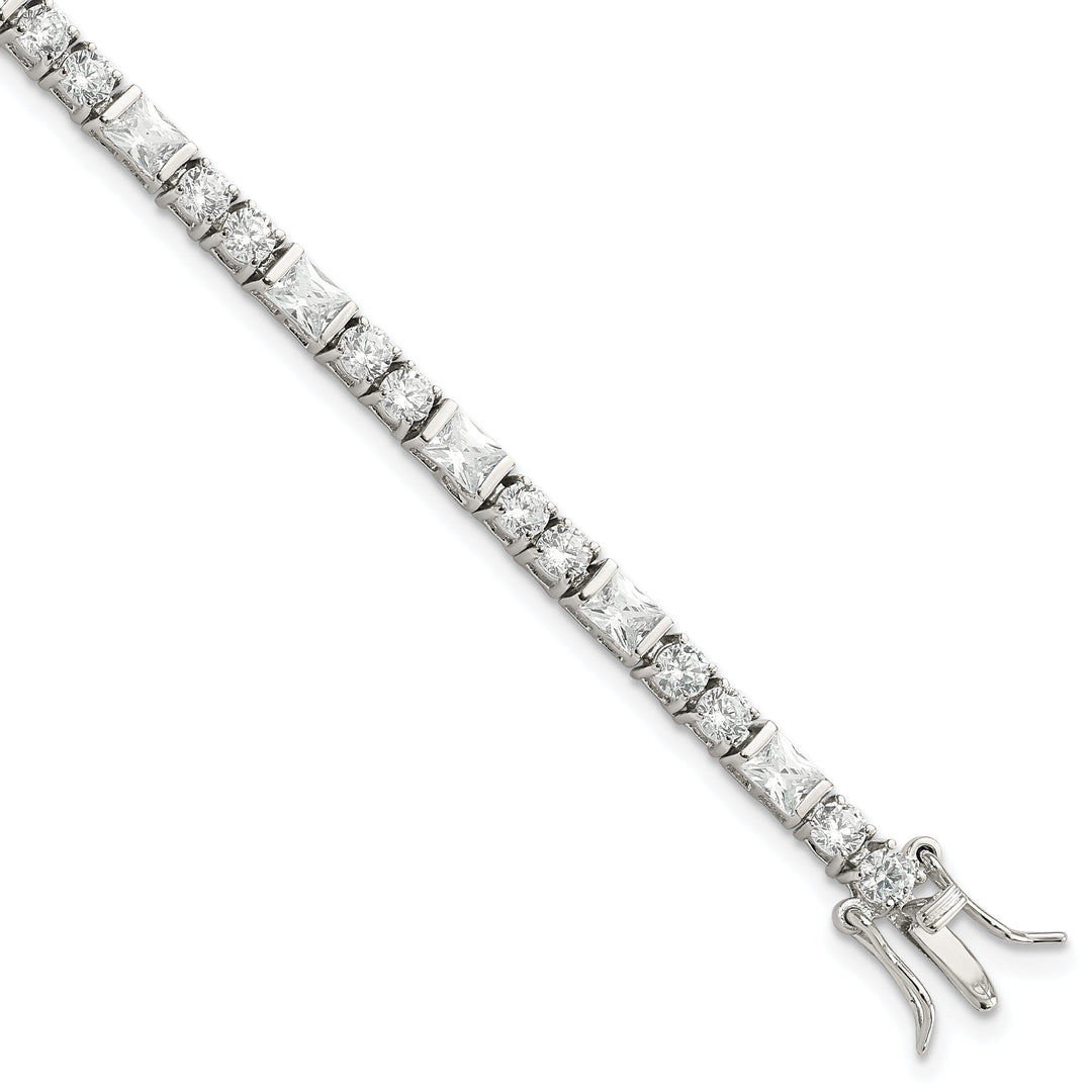 Silver Polished Cubic Zirconia Tennis Bracelet