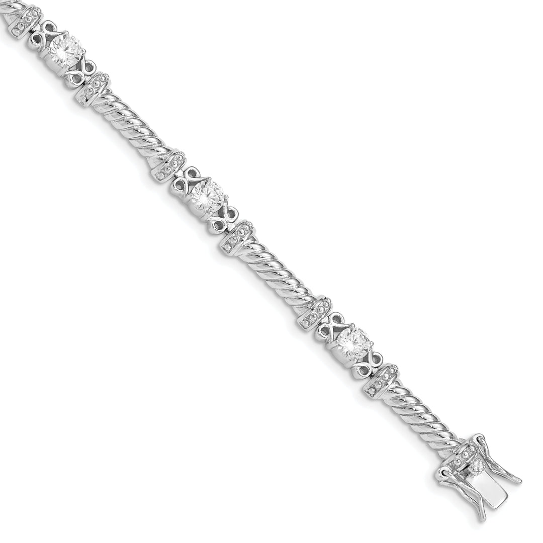 Silver Polished Finish Cubic Zirconia Bracelet