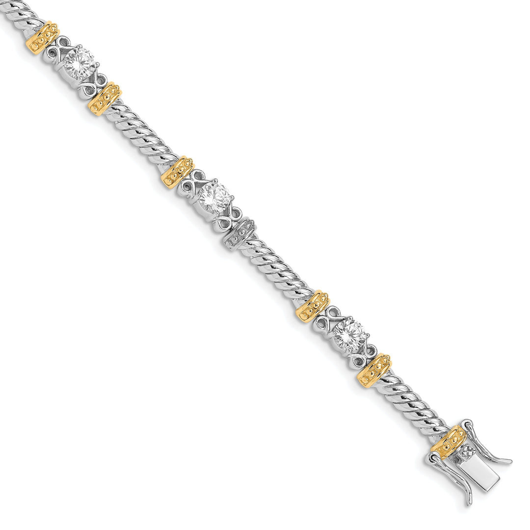 Silver Polished Finish Vermeil C.Z Bracelet