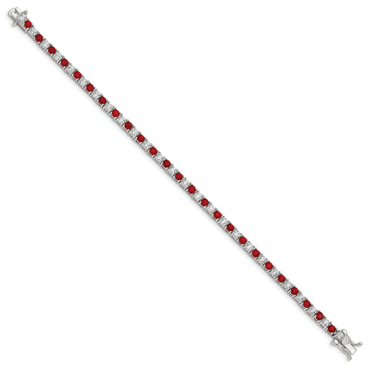 Silver Red and White Cubic Zirconia Bracelet