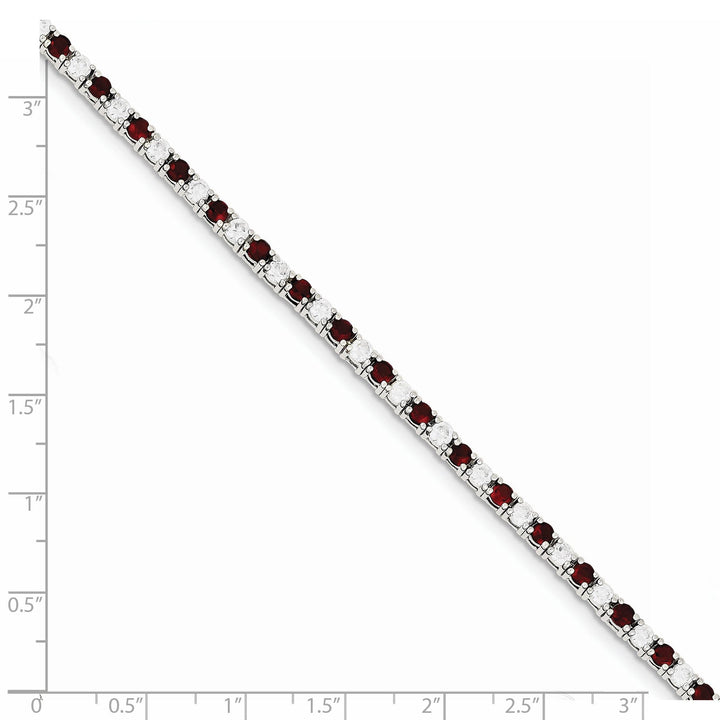 Silver Red and White Cubic Zirconia Bracelet