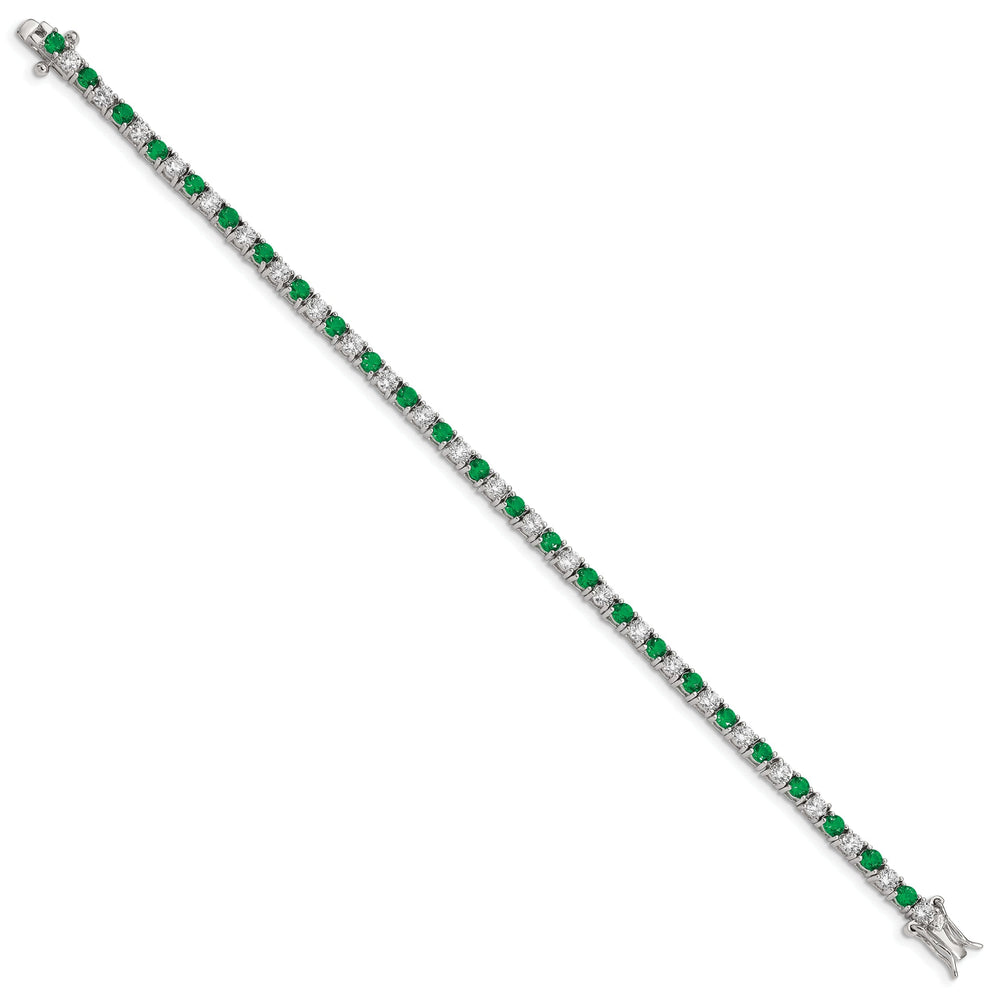 Silver Green and White Cubic Zirconia Bracelet