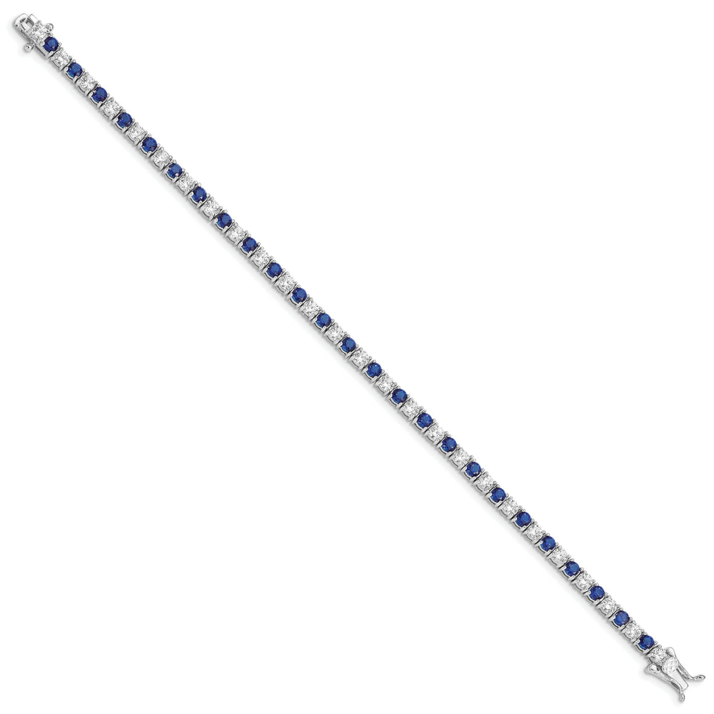 Silver Blue and Clear Cubic Zirconia Bracelet