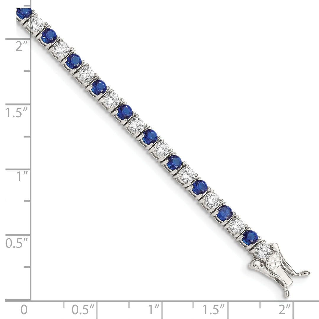 Silver Blue and Clear Cubic Zirconia Bracelet