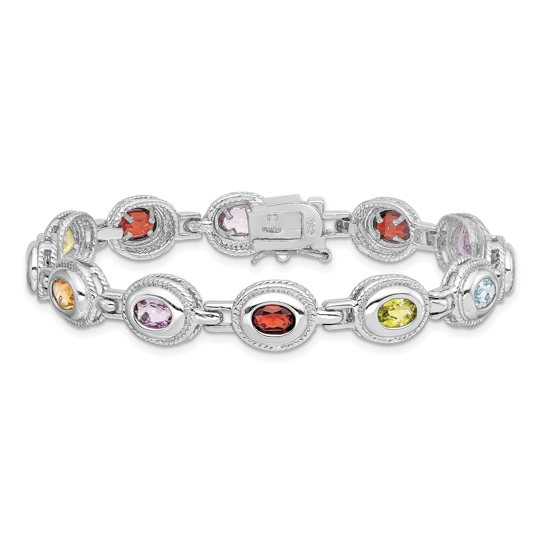 Silver Rainbow Semi Precious Stone Bracelet