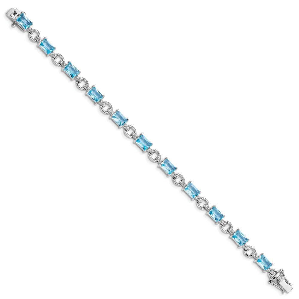 Silver 11 Stones Blue and Clear C.Z Bracelet