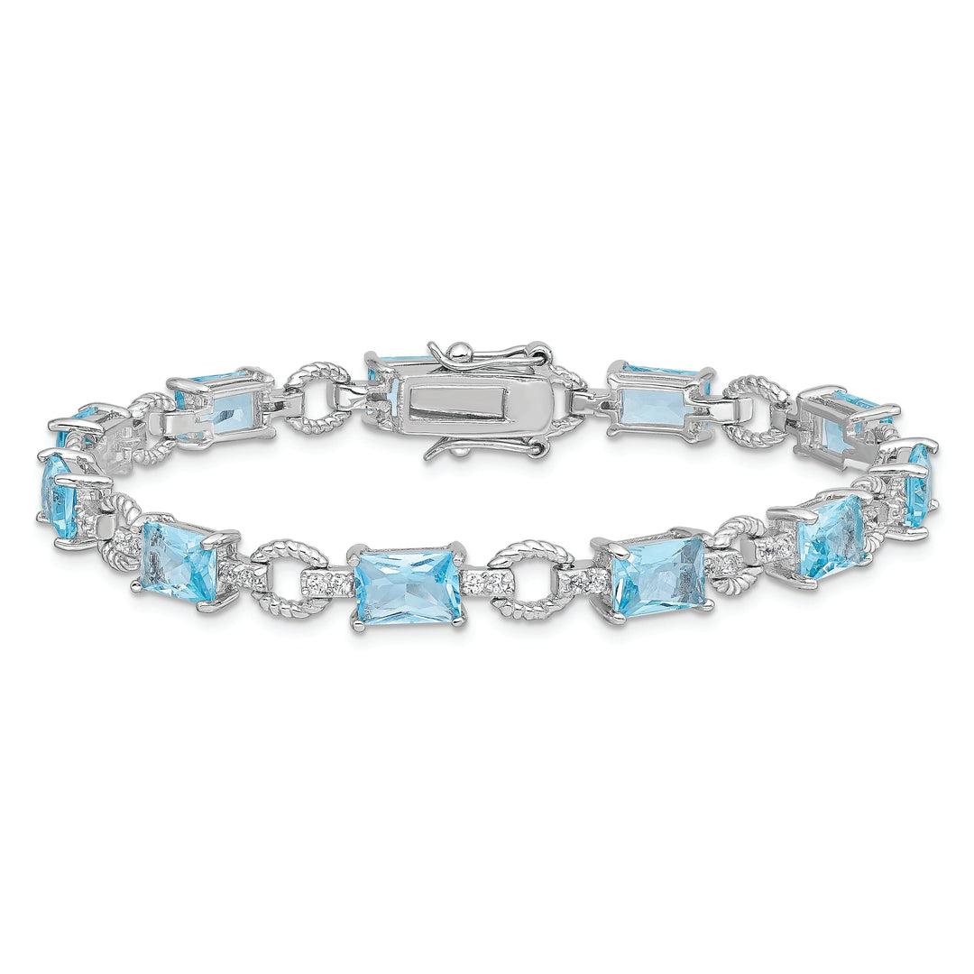 Silver 11 Stones Blue and Clear C.Z Bracelet