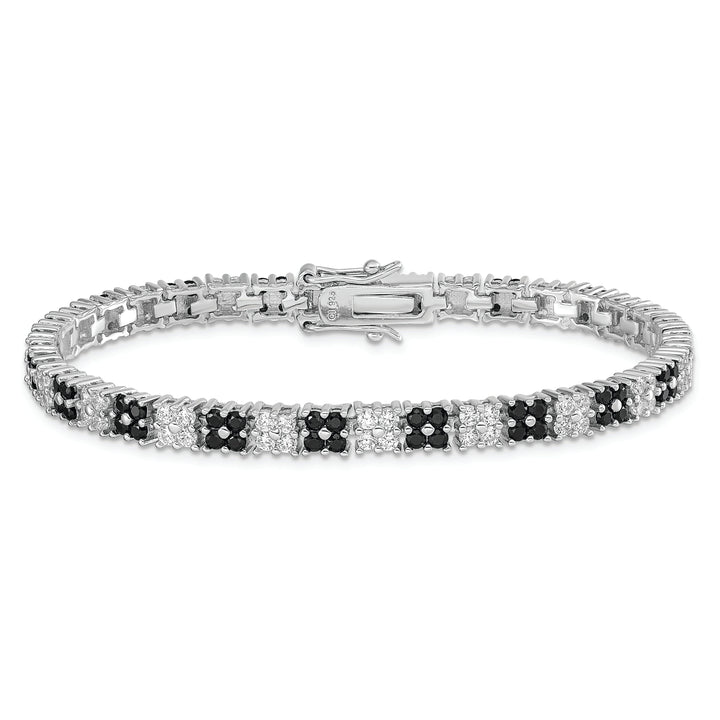 Silver Black and White C.Z Tennis Bracelet