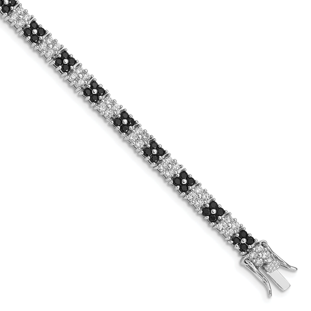 Silver Black and White C.Z Tennis Bracelet