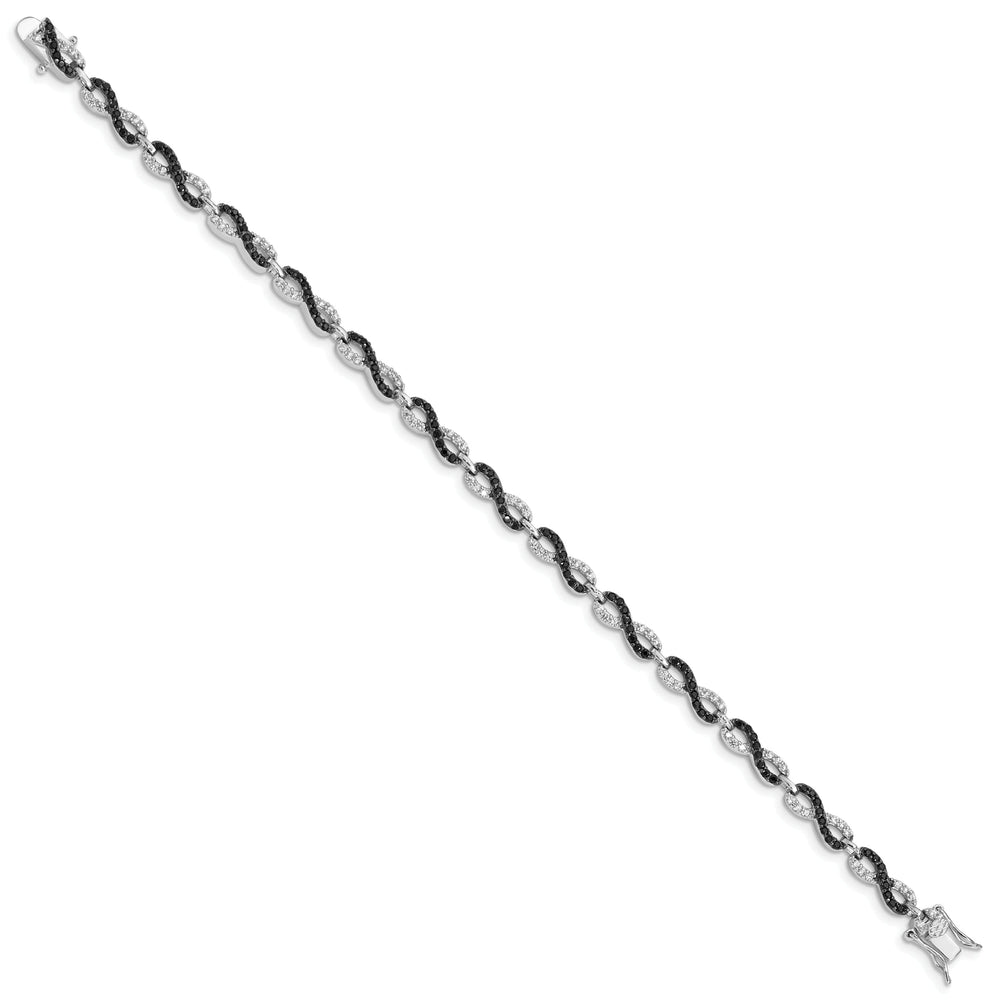 Silver Black and White C.Z Small Link Bracelet