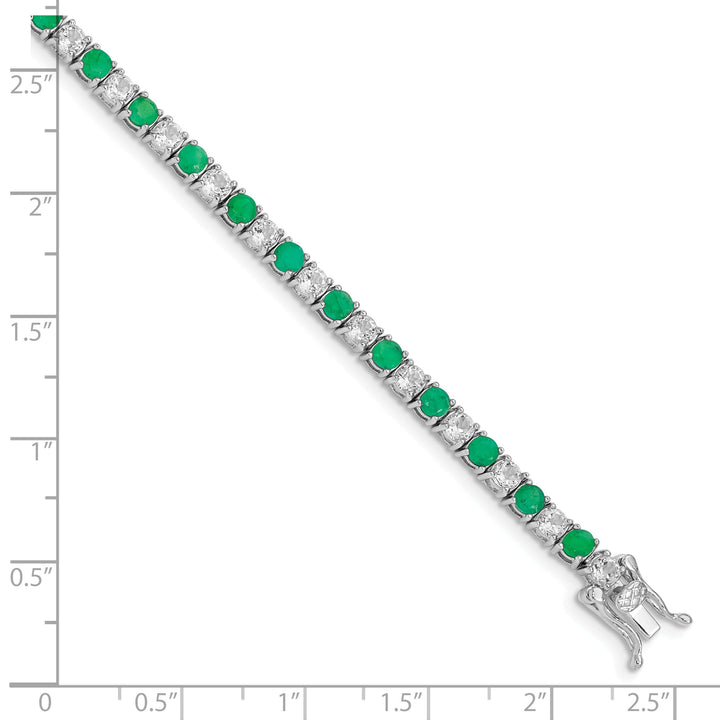 Silver Emerald White Topaz Tennis Bracelet