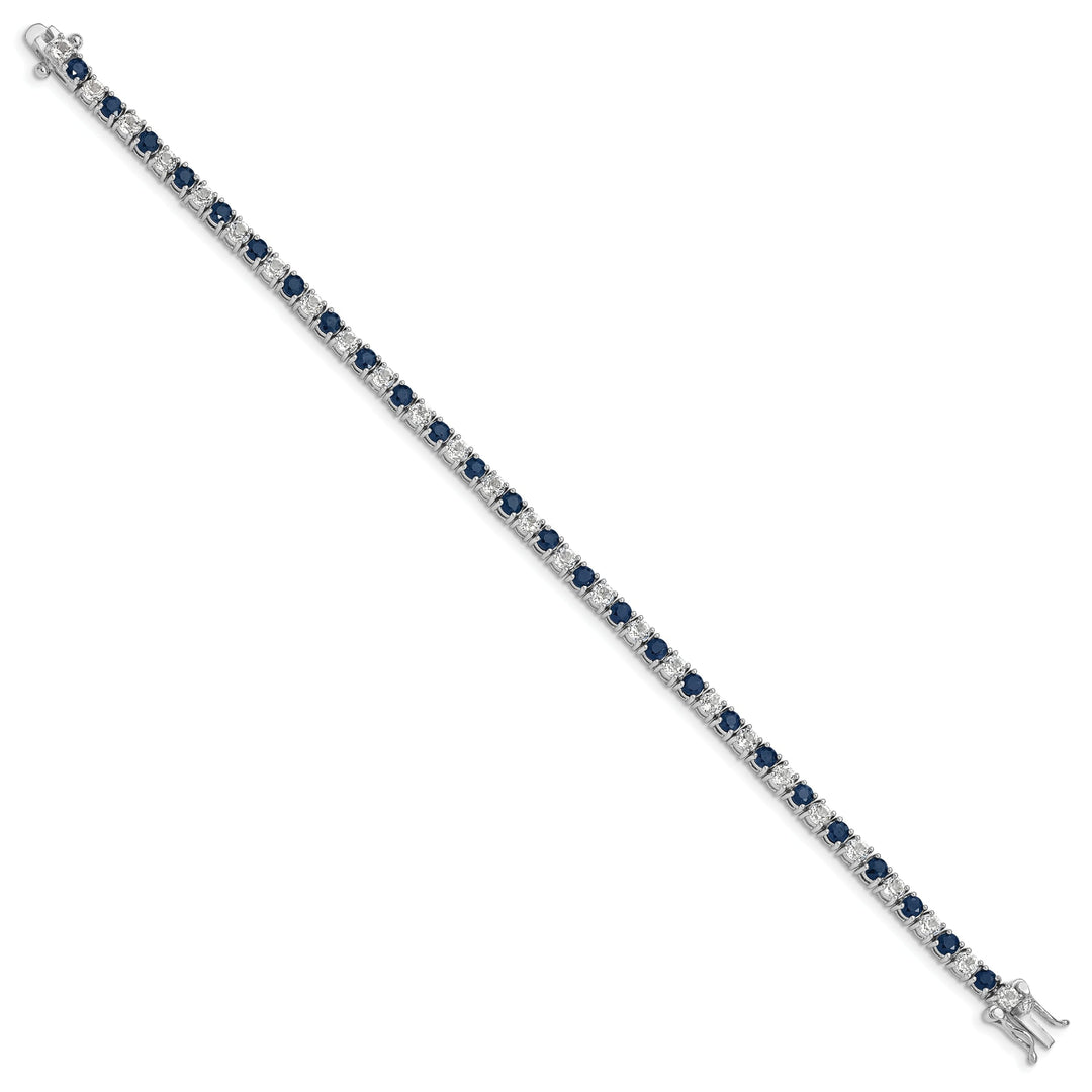 Silver Sapphire White Topaz Tennis Bracelet