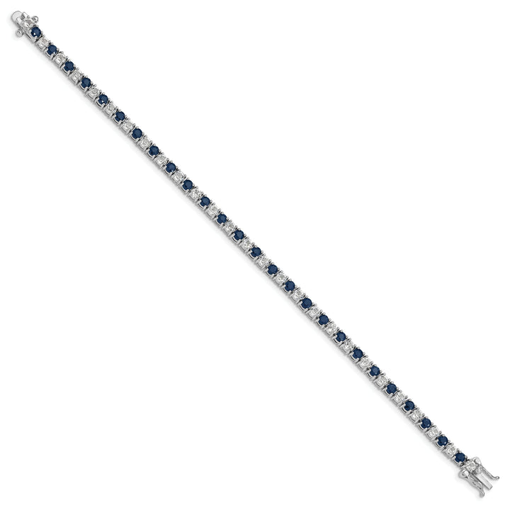 Silver Sapphire White Topaz Tennis Bracelet