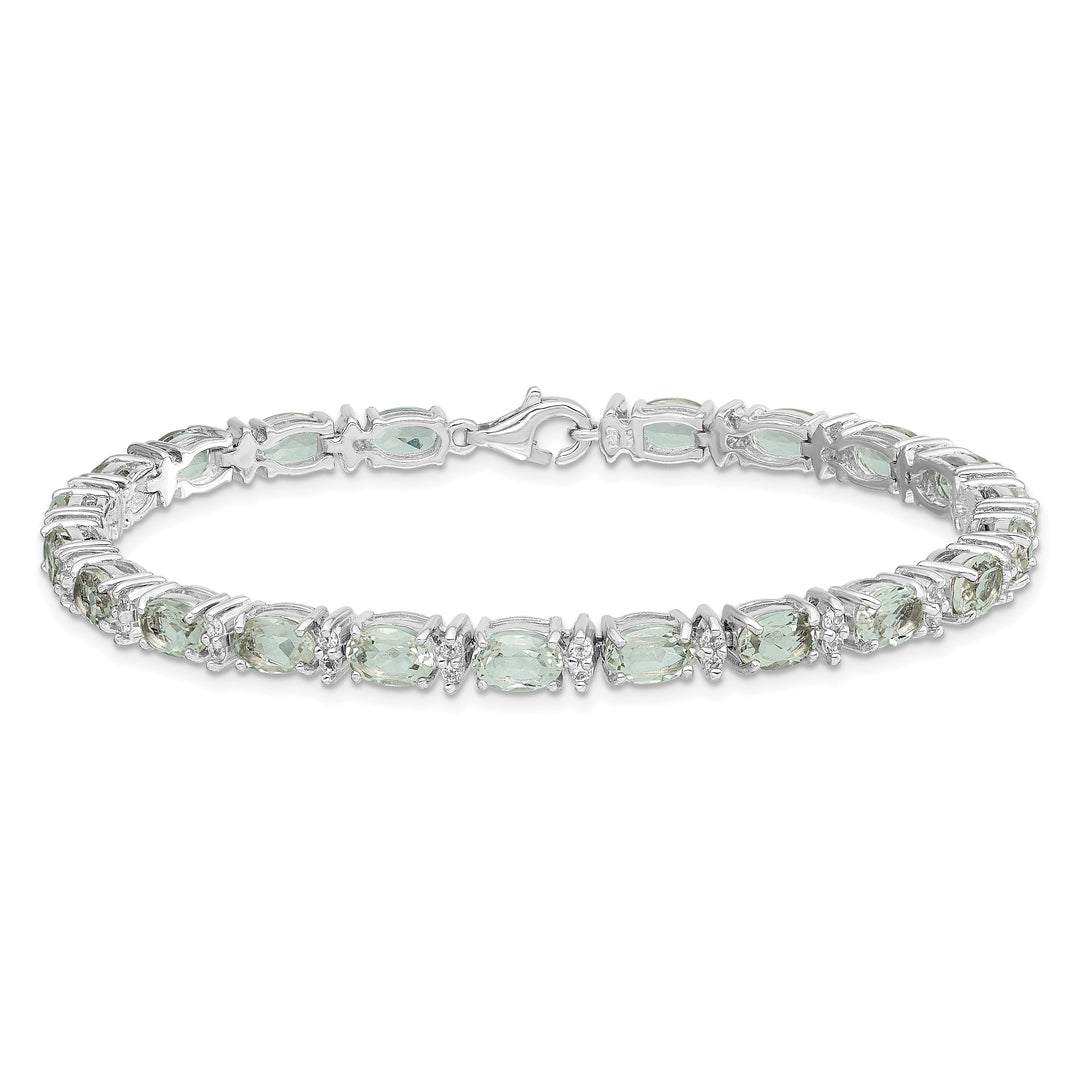 Silver Green Quartz Topaz Gemstone Bracelet