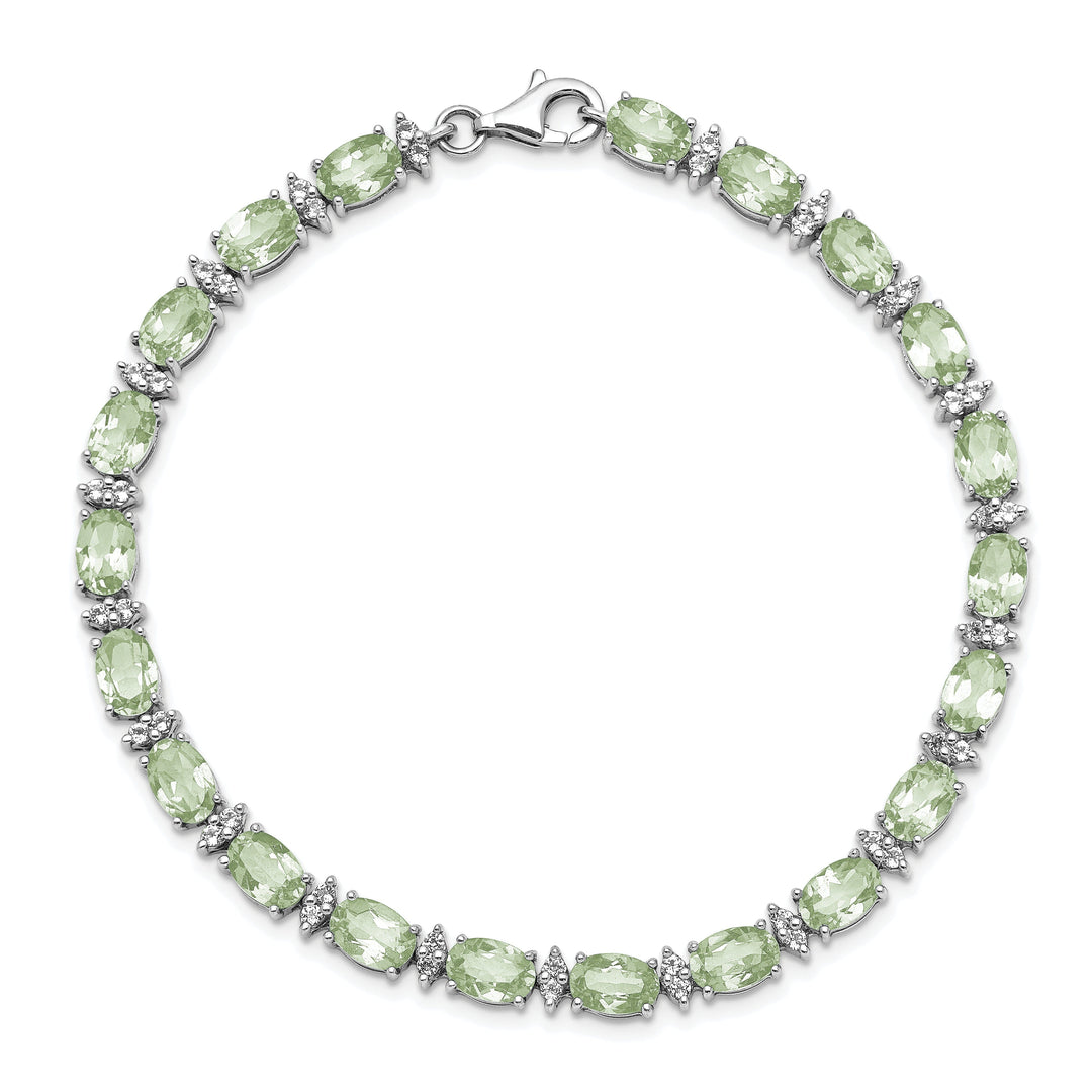 Silver Green Quartz Topaz Gemstone Bracelet
