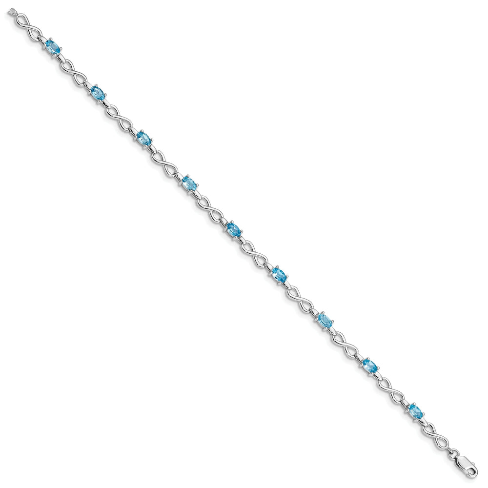 Silver Light Swiss Blue Topaz Gemstone Bracelet