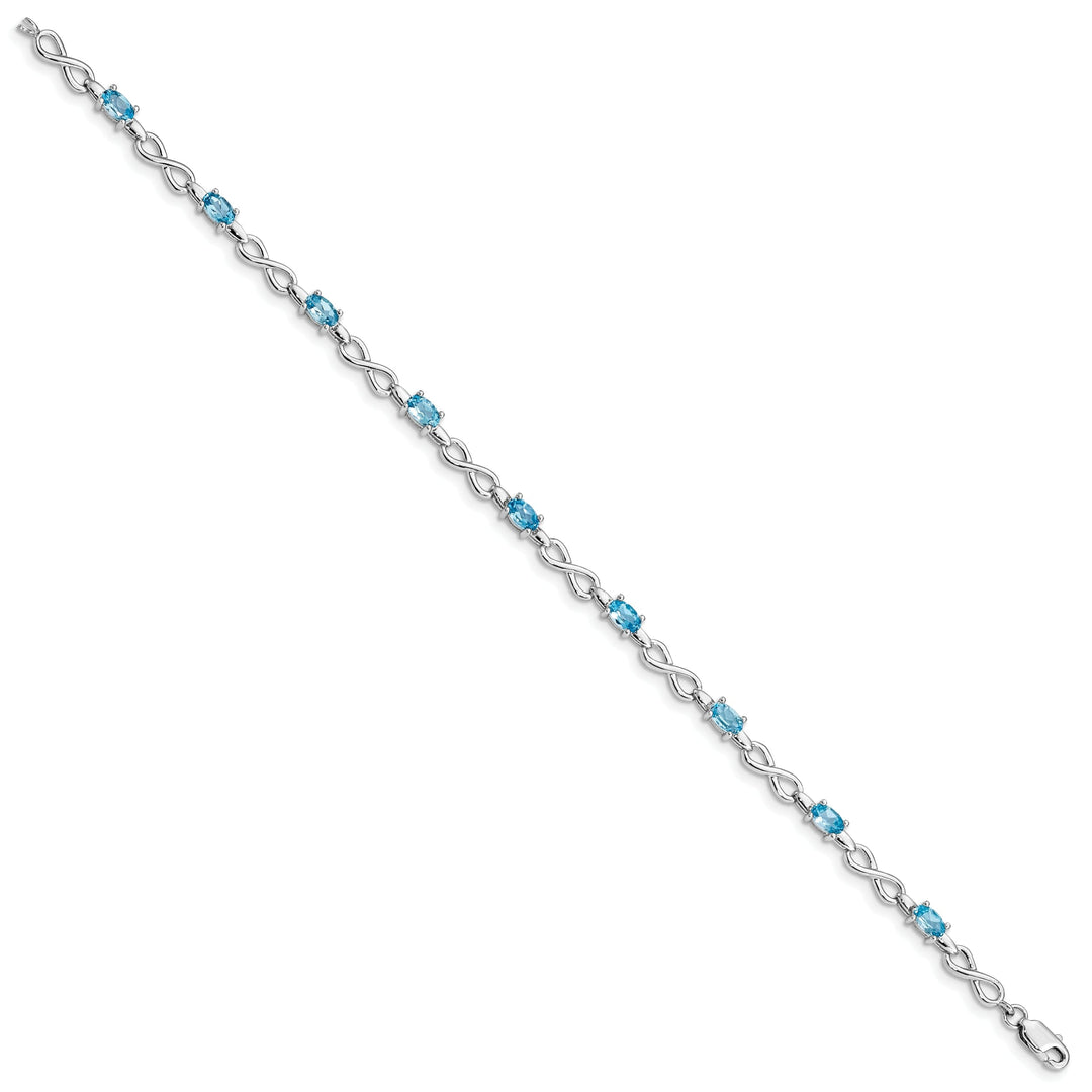 Silver Light Swiss Blue Topaz Gemstone Bracelet