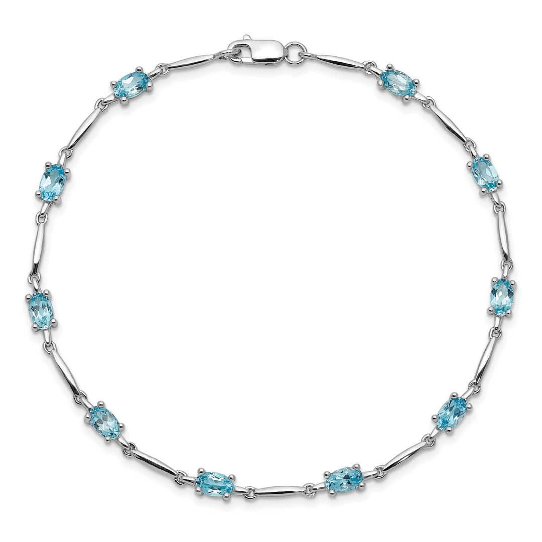 Silver Oval Swiss Blue Topaz Gemstone Bracelet
