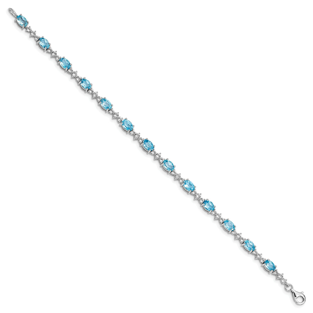 Silver Blue Gemstone White Gemstone Bracelet