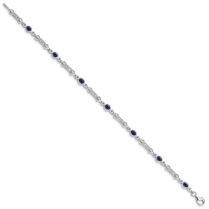 Silver Sapphire Bezel Set Diamond Bracelet