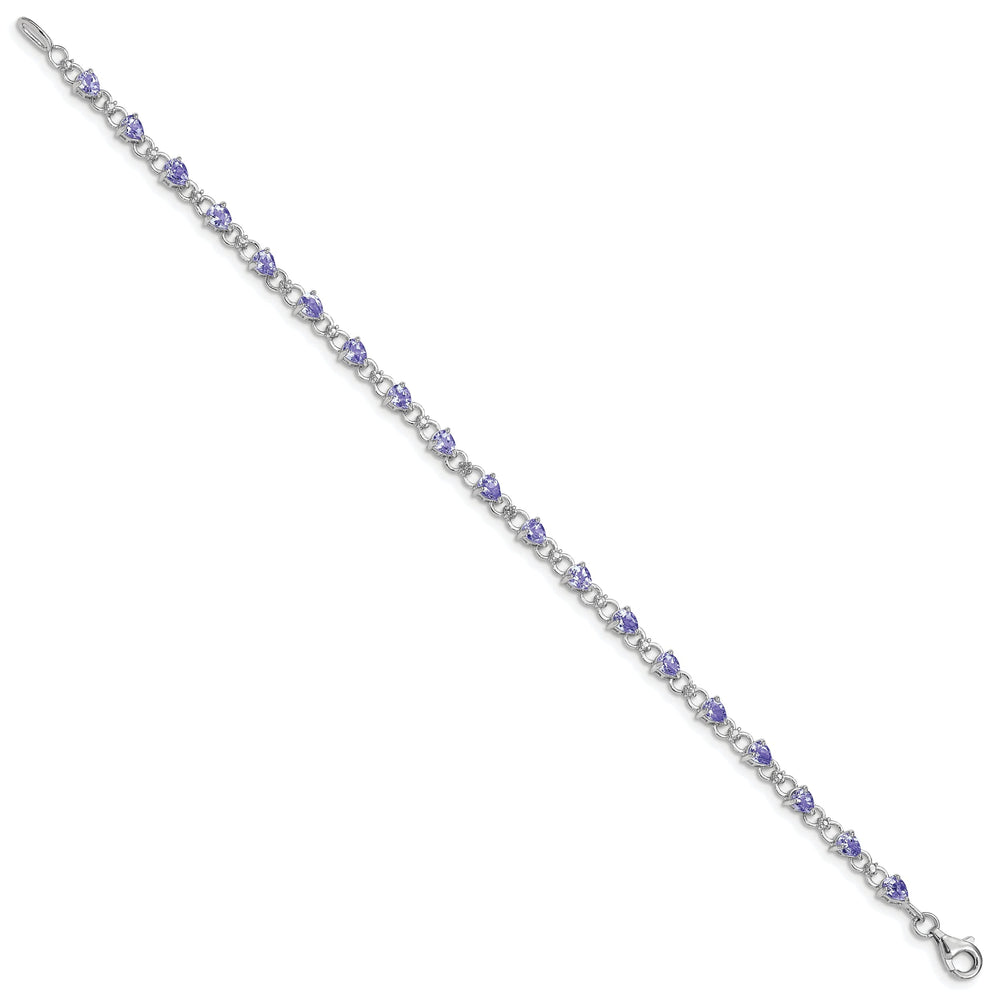 Silver Pear Cut Tanzanite Diamond Bracelet
