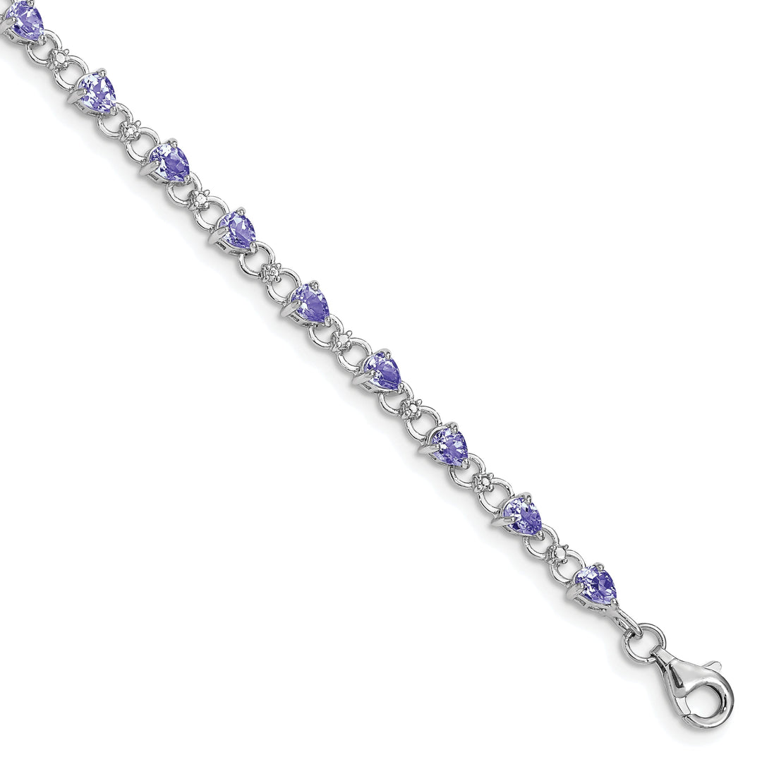Silver Pear Cut Tanzanite Diamond Bracelet