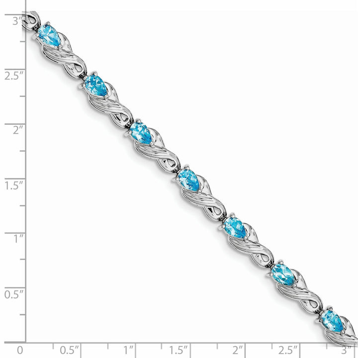 Silver Pear Cut Blue Topaz Gemstone Bracelet