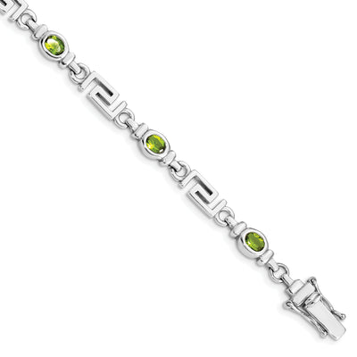 Silver Pear Shape Peridot Gemstone Bracelet