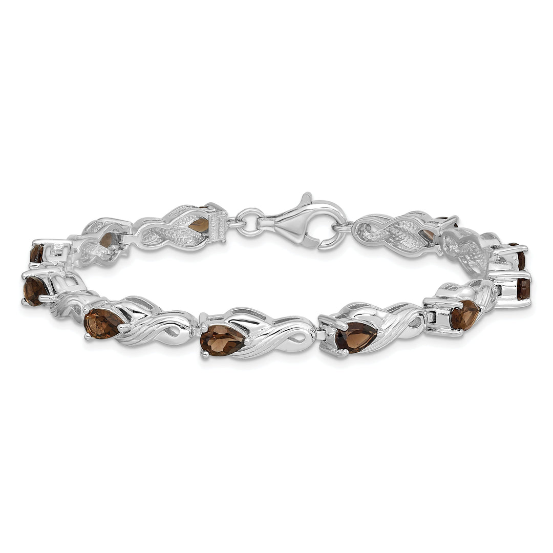 Silver Pear Shap Smoky Quartz Gemstone Bracelet