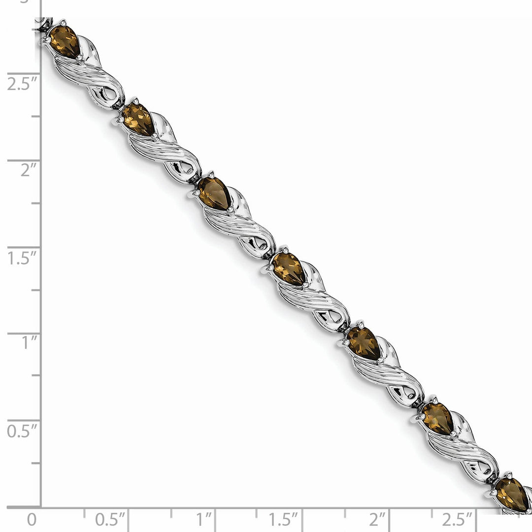 Silver Pear Shap Smoky Quartz Gemstone Bracelet