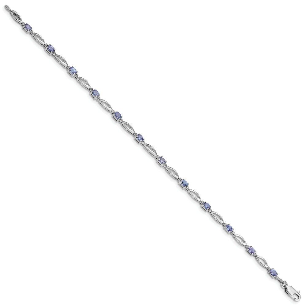 Silver Oval Cut Tanzanite Diamond Bracelet