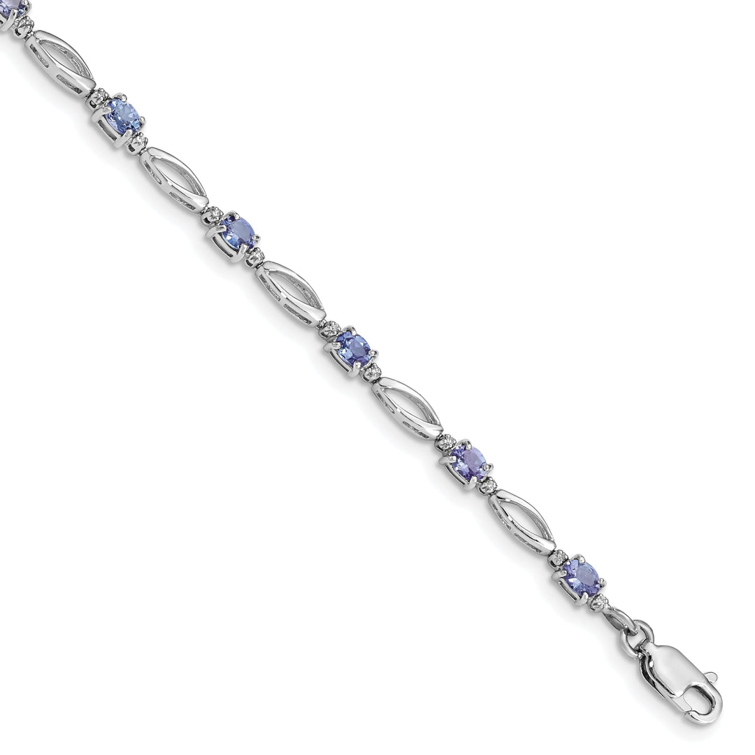 Silver Oval Cut Tanzanite Diamond Bracelet