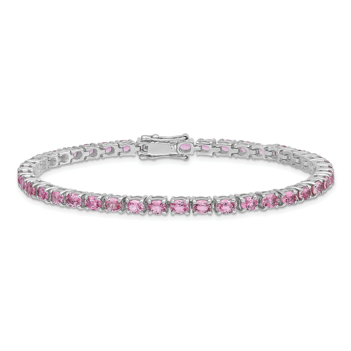 Silver Pink Sapphire Gemstone Tennis Bracelet