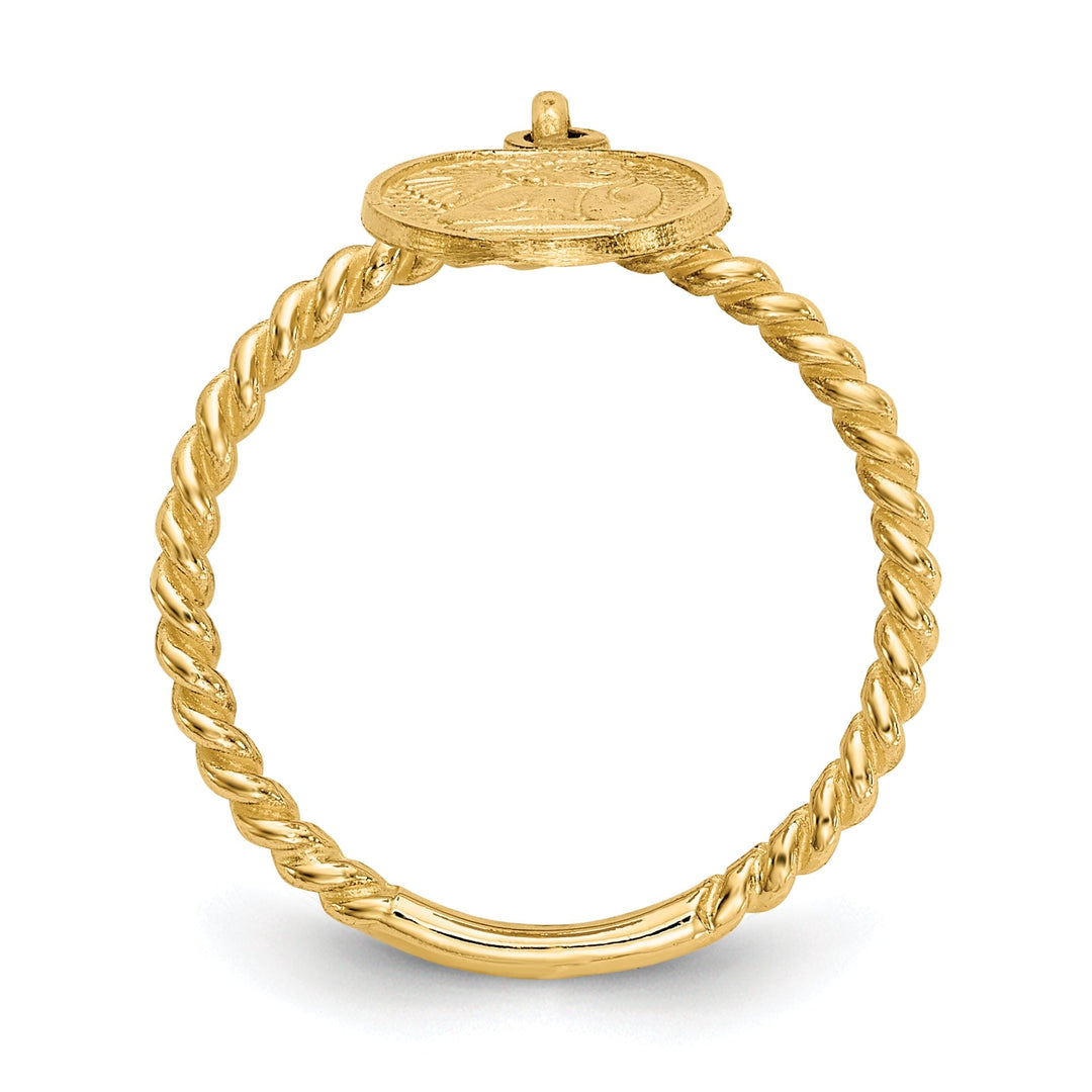 14k Yellow Gold Polished Angel Dangle Charm Ring