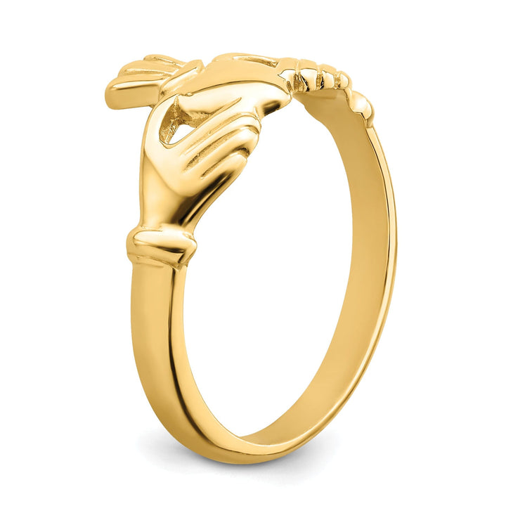 14kt yellow gold polished claddagh ring