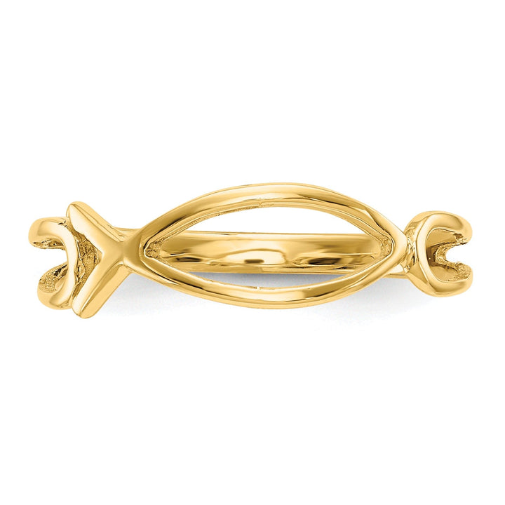 14k Yellow Gold Polished Ichthus Fish Ring