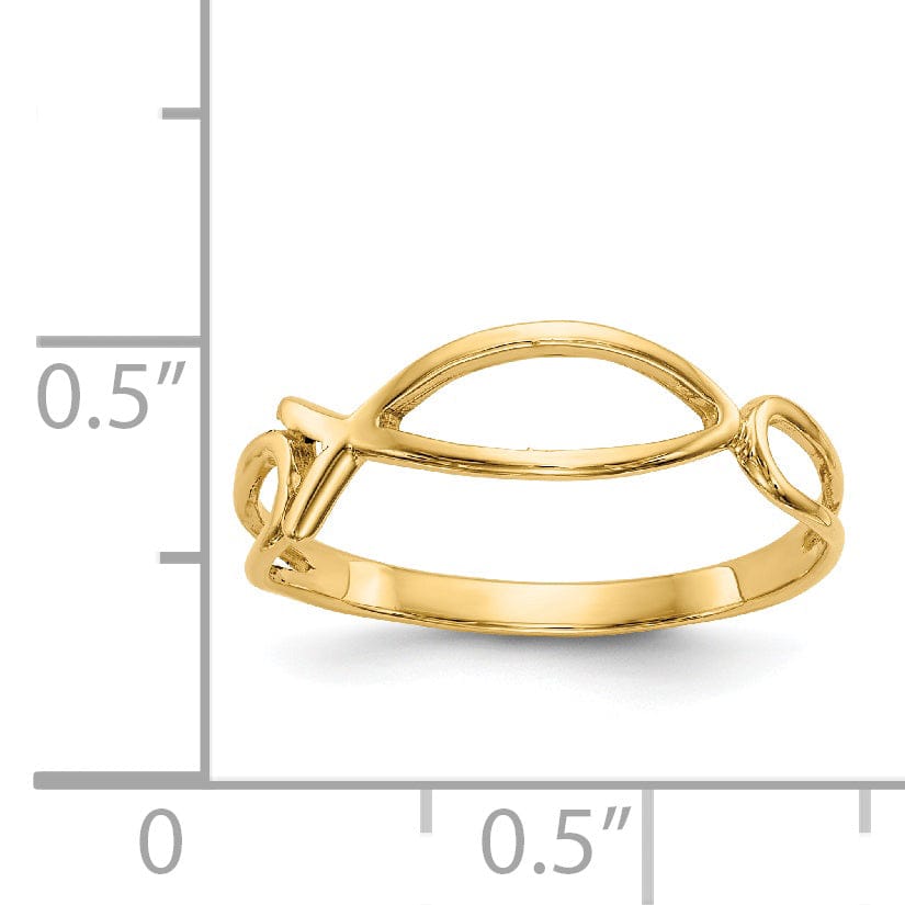 14k Yellow Gold Polished Ichthus Fish Ring