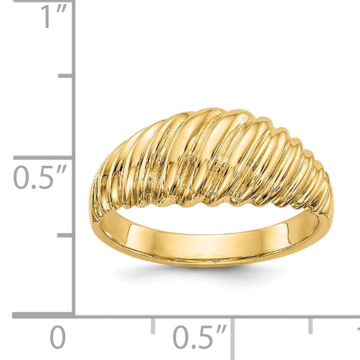 14k Yellow Gold Scalloped Dome Fancy Ring