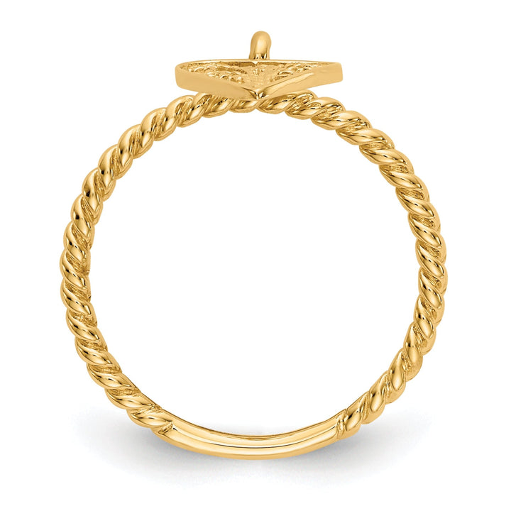 14k Yellow Gold Dangle Heart Ring