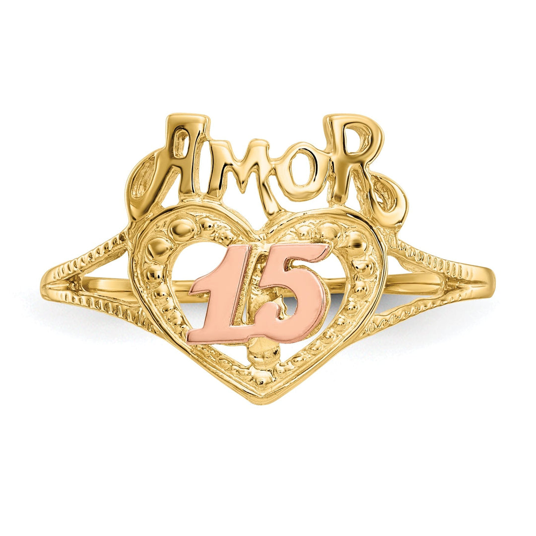 14k Two Tone Gold 'Amor 15' Heart Ring