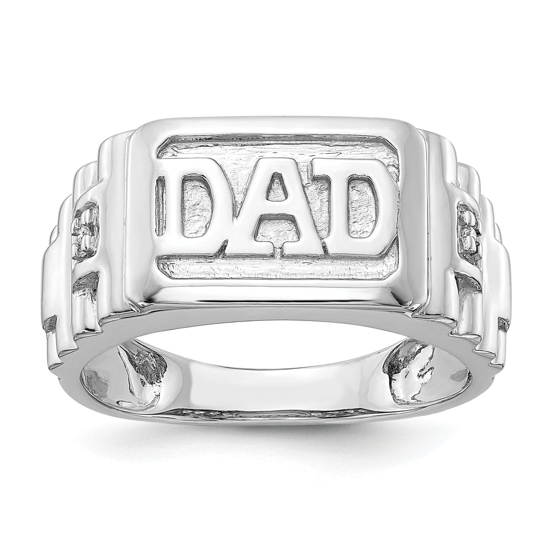 14k White Gold Polished Men's Diamond Dad Ring