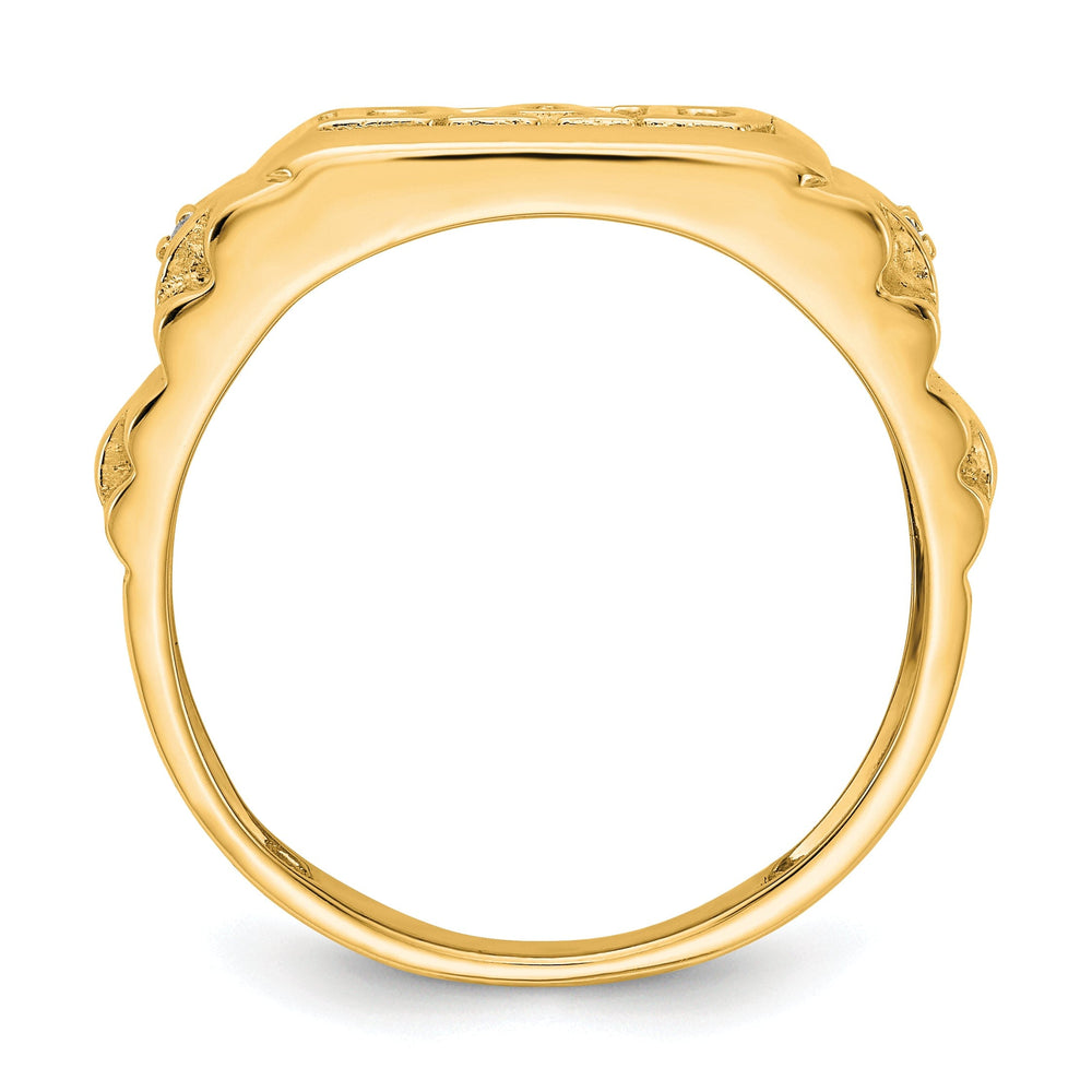 14k Yellow Gold Casted Men's Diamond Dad Ring