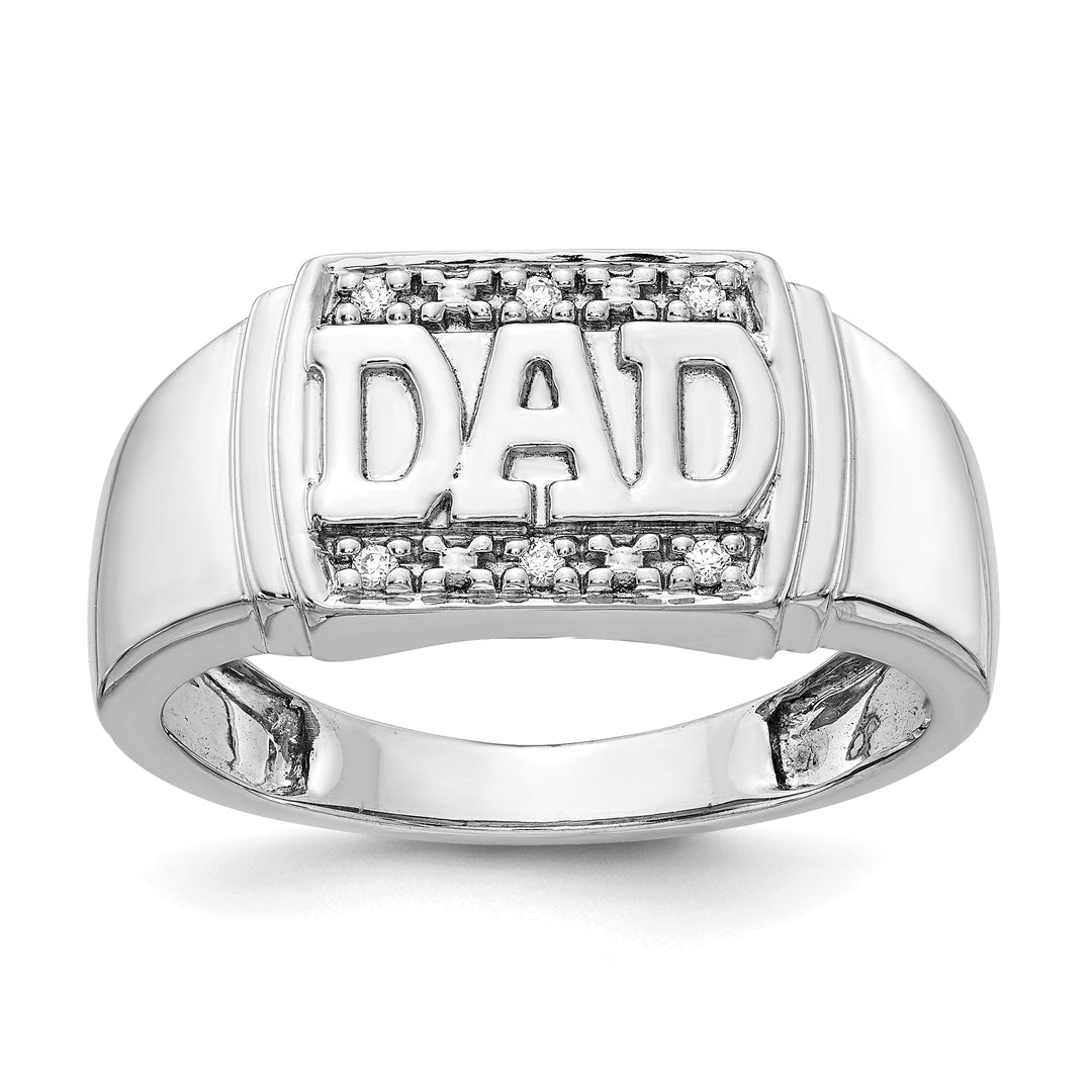 14k White Gold Men's Diamond Dad Ring