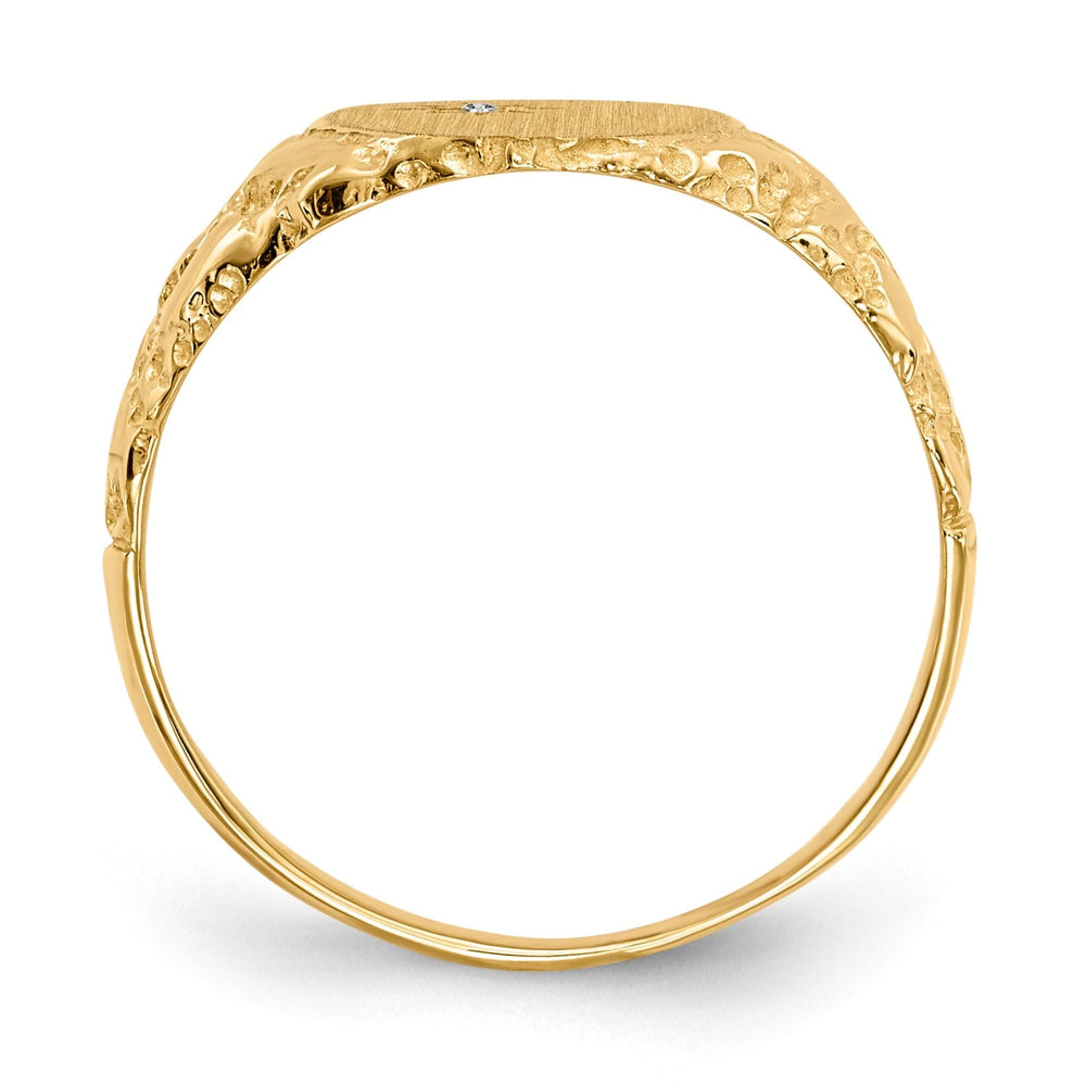14k Yellow Gold Diamond Women's Burnish Signet Ring