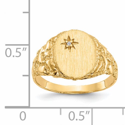 14k Yellow Gold Diamond Women's Burnish Signet Ring