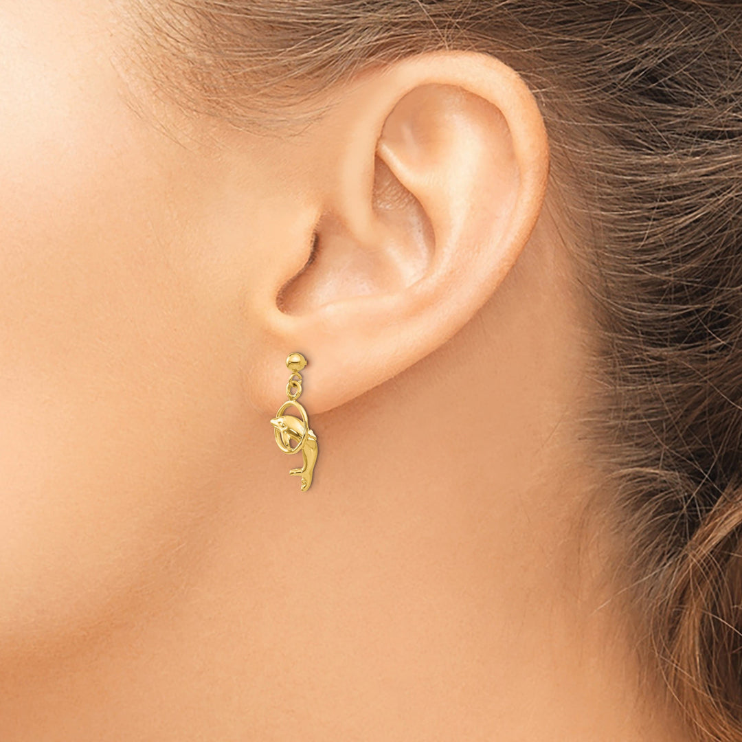 14k Yellow Gold Dolphin Earrings