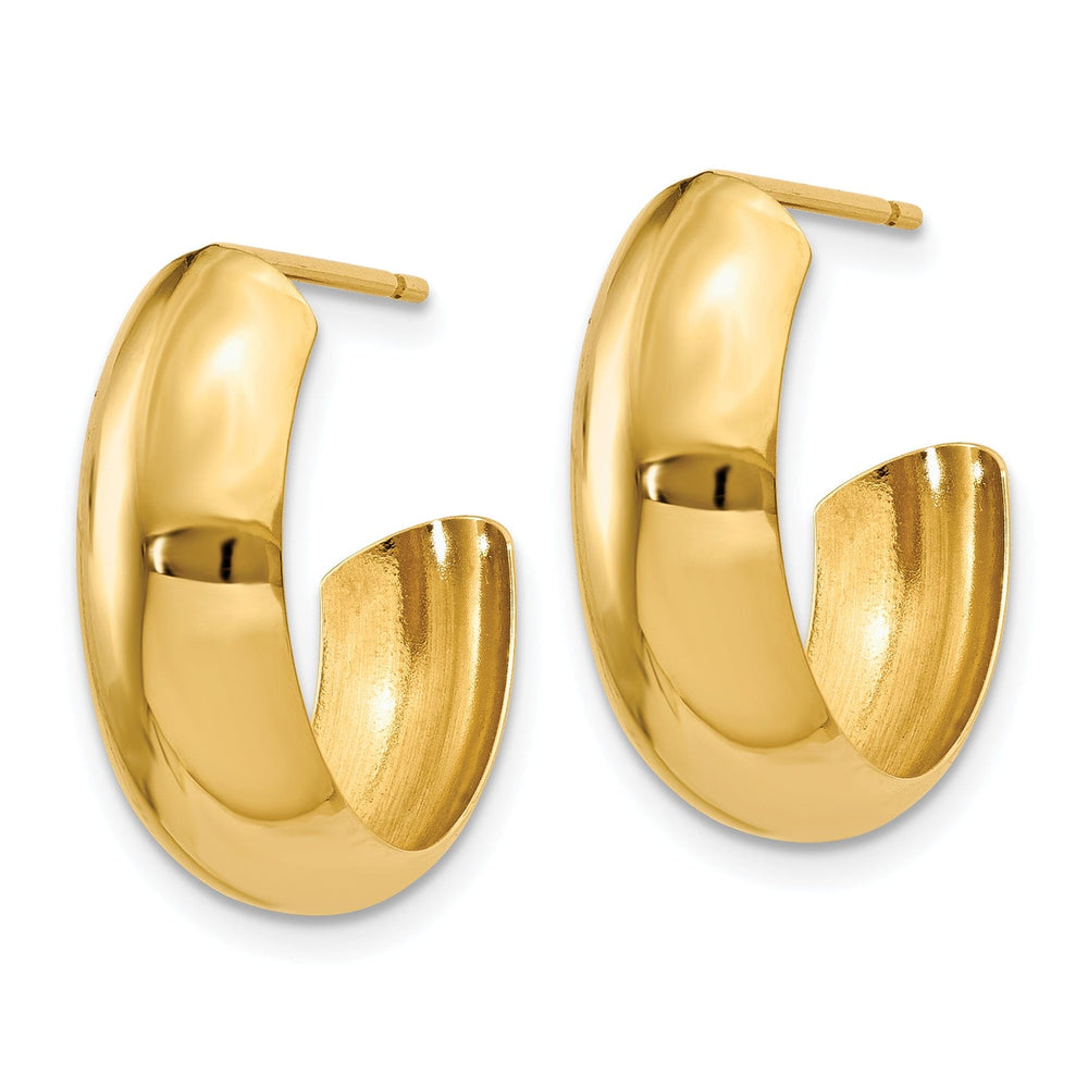 14k Yellow Gold Polished 6.5MM J-Hoop Earrings