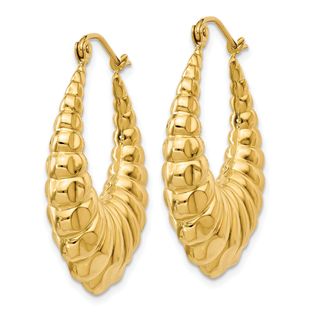 14k Yellow Gold Scalloped Hollow Hoop Earrings