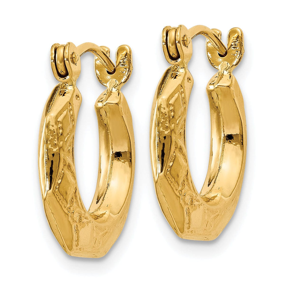 14k Yellow Gold Polished Patterned Hollow Hoops